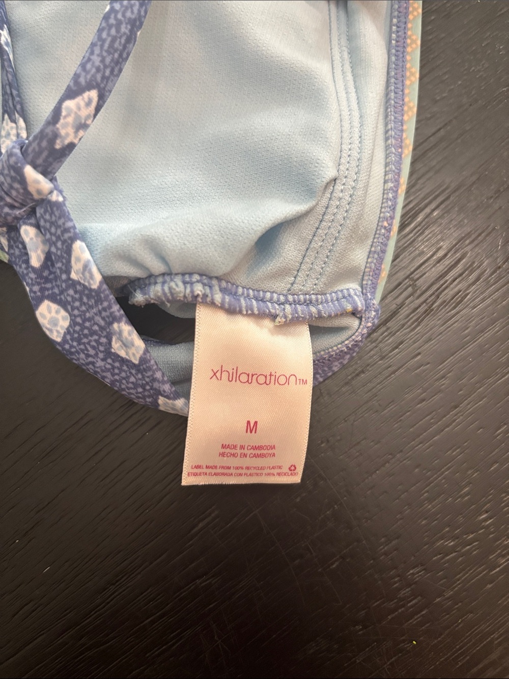 Xhilaration High Neck Bikini Top in Blue and Pink Geometric Print - Picture 5 of 5